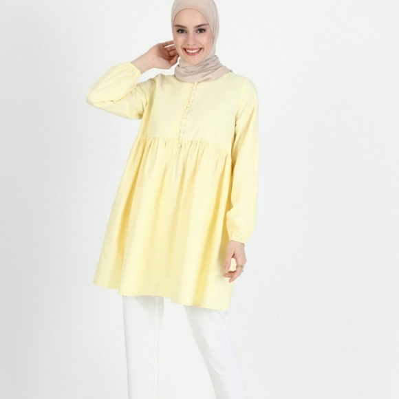 Yellow crew neck tunic - Picture 1 of 5